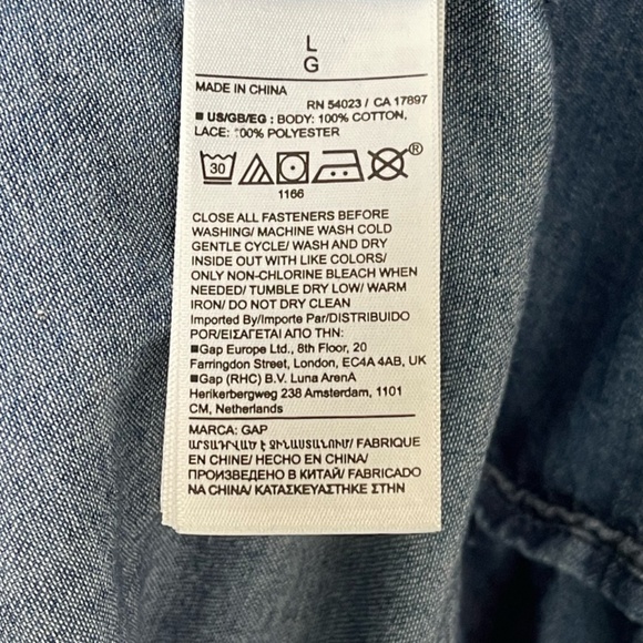 Gap x LoveShackFancy Chambray Tiered Midi Dress Size L Blue Button Down - Picture 15 of 16